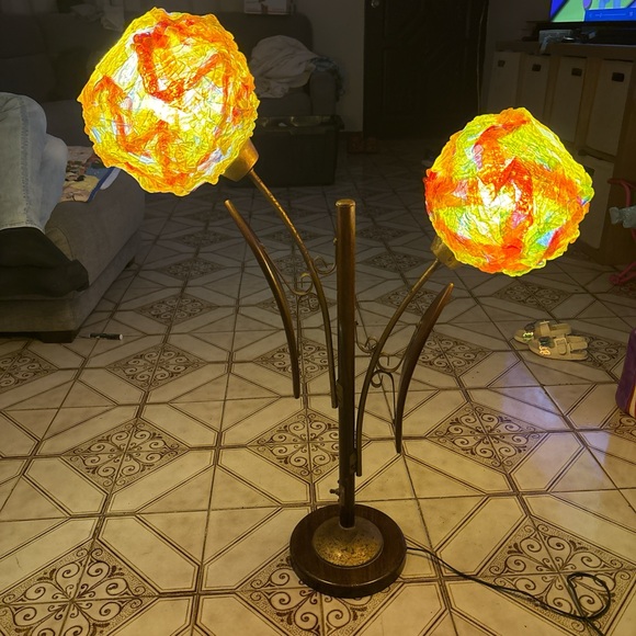 MCM Atomic Spaghetti Shade Tulip Table Lamp Retro Acrylic Art Light Works RARE - Picture 2 of 12